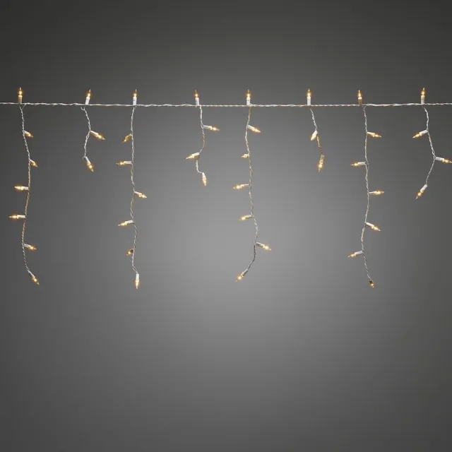 Konstsmide LED Lichtsnoer Icicle | 5m 200 Lichtpunten Extra Warmwit | 4W 31V | 12-36cm strengen | Buitengebruik 10m aansluitsnoer