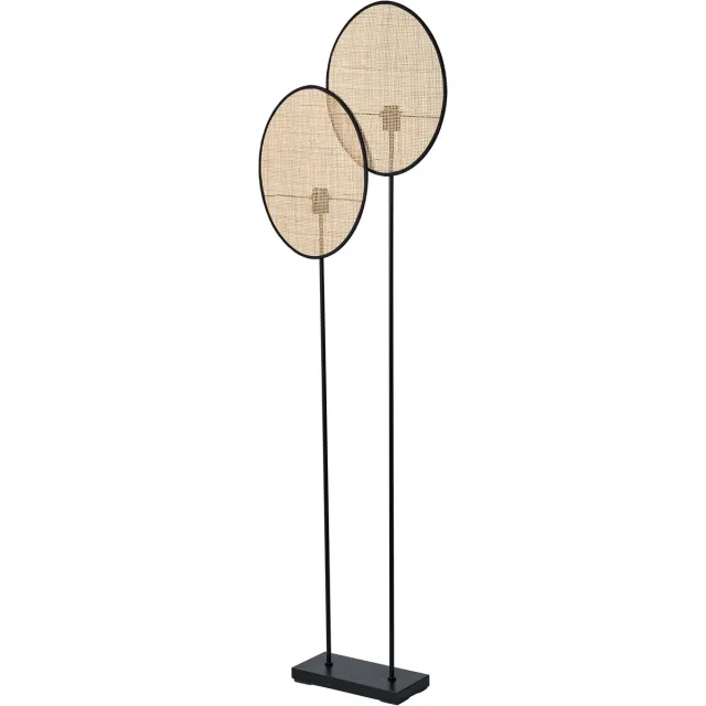 Osram DECOR Rattan Paardenbloem Vloerlamp 2x E27 Beige, Rattan vloerlamp gemaakt van natuur voor Woonkamer