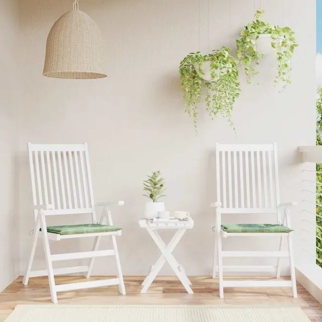 vidaXL Stoelkussens 2 st bladpatroon 40x40x3 cm stof Groen