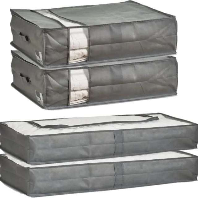 Zeller Dekbed/kussens opberghoezen grijs - set van 4x - 70 en 103 cm