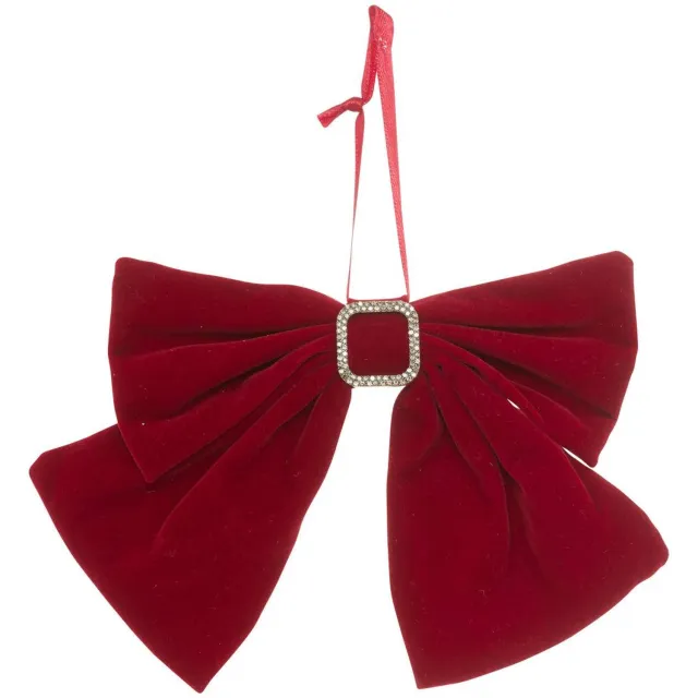 Feeric lights & Christmas Kerstboomversiering in de vorm van een strik van rood fluweel, 16 cm Rouge