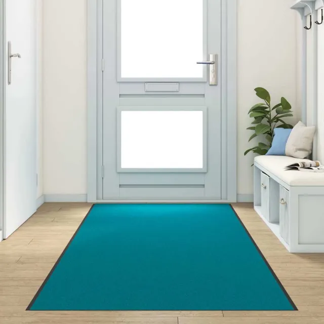vidaXL Deurmat Cyaan en Zwart 120 x 350 cm 100% Polyamide Blauw