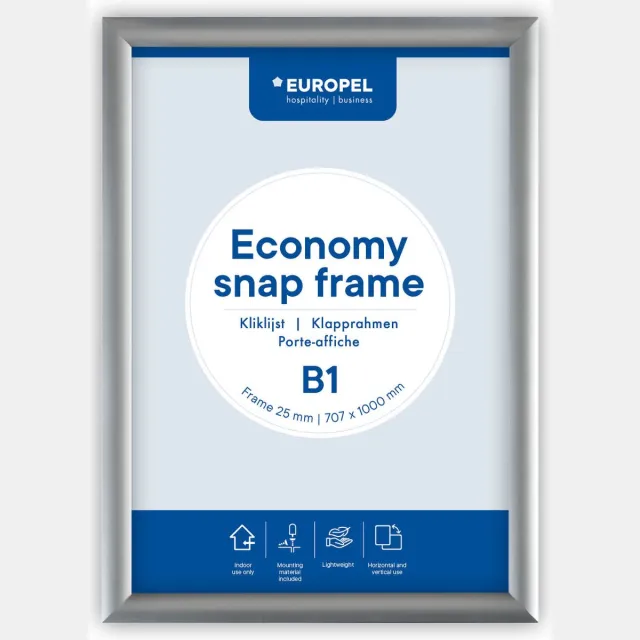 Europel Economy Kliklijst – Posterlijst – B1 – 70,7 x 100 cm – 25mm – Aluminium – Zilver