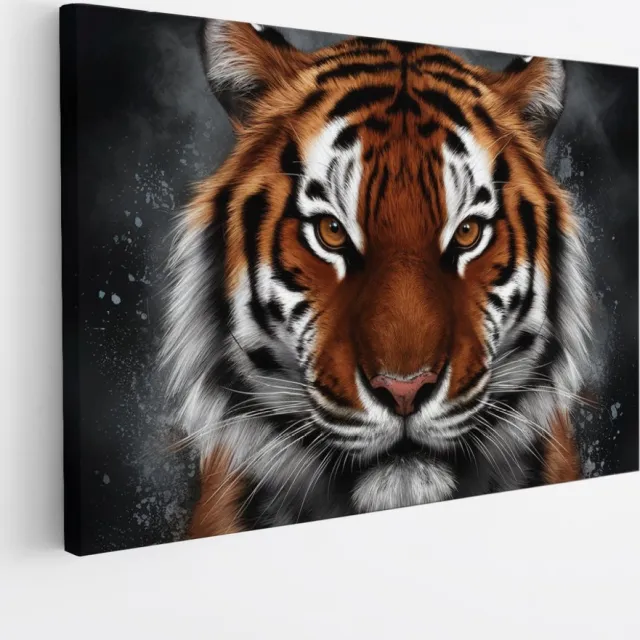 Saammp Canvas Schilderij - Tijger Portret - Abstract - Natuur - Dieren - 45x30 - Foto op canvas - Wanddecoratie - muurdecoratie Woonkamer - Slaapkamer decoratie - Canvas Print Multicolor