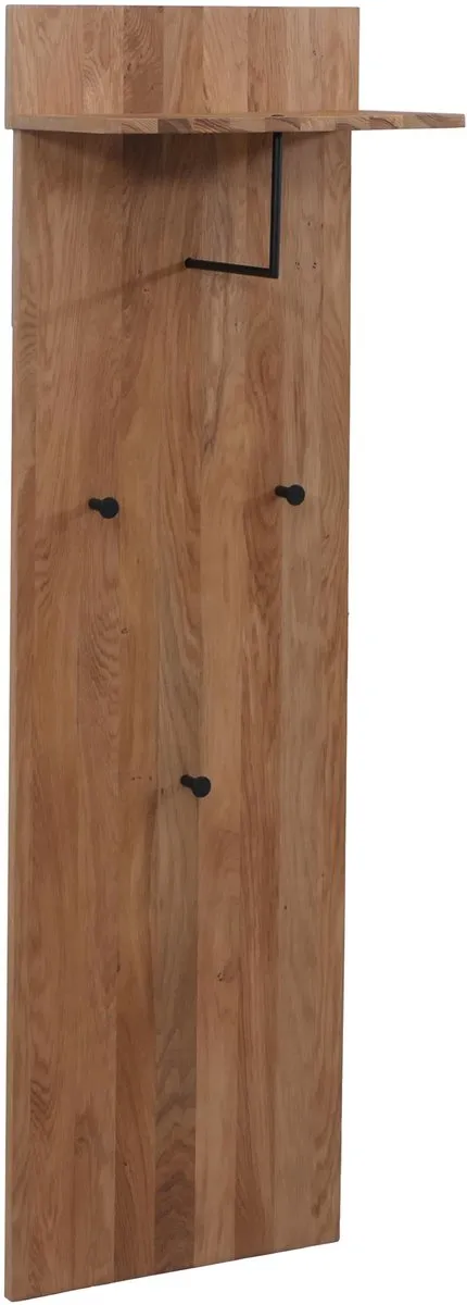MCA garderobe paneel MCW-P55, wandgarderobe garderobe, massief houten legplank haken 135x42x22cm, eikenhout bruin