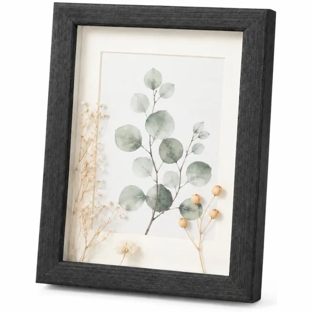 SWGOTA MDF-fotolijst met zwarte houtnerf, 30 x 40 cm (12 x 16 inch), 2 cm binnenruimte, rechthoekig, inclusief glas en afbeelding