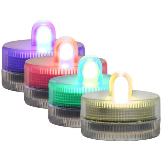 Ideas 4 Seasons Ideas4seasons LED waxinelichtjes/theelichtjes voor onder water - set van 4x - meerkleurig - zinkend Multi