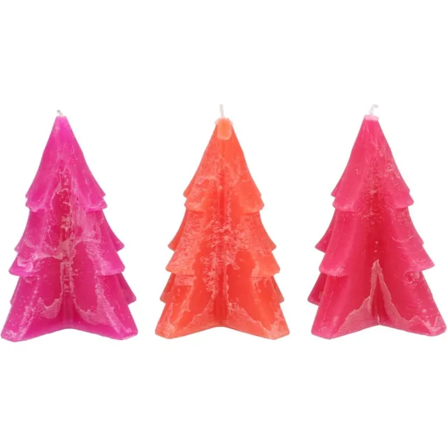Daan Kromhout Design Kerstboomkaarsjes - set van 3 - fuchsia mix - 9x12cm Roze