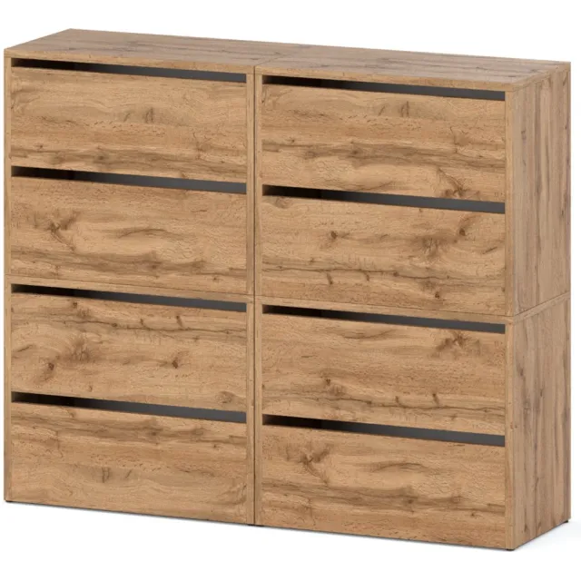 Stiv-Meble HIT Wotan Oak - Modulaire Schoenenkast - 3 Delig - 6 Planken - Eiken Look