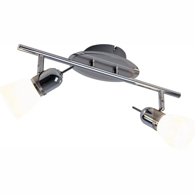ESTO Plafondlamp Spotlamp Woonkamerlamp, 2 vlammen Spots beweegbaar, glas chroom, 2x E14 stopcontacten, LxB 41x16cm zilver