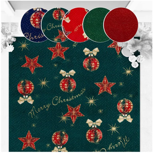 ANRO Merry Christmas Kerstloper Groen 100x180 cm - Glitter - Antislip