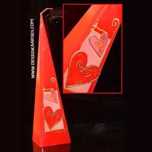MilaNNE Harten Duet, Piramide kaars, 33 cm Rood