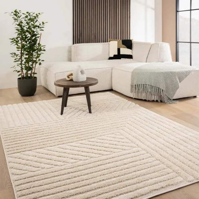Tapeso Scandinavisch vloerkleed - Arc Edge crème 200x300