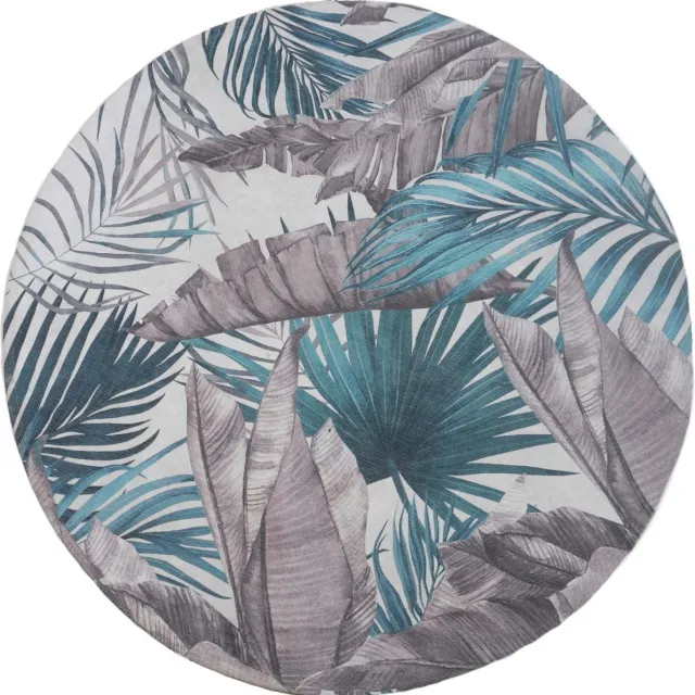 Veer Carpets Vloerkleed Palm Green Rond ø160 cm - Laagpolig Vloerkleed – Botanisch / Tropisch Design