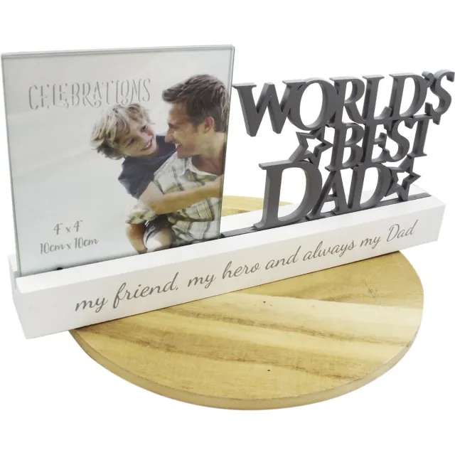Widdop & Co Celebrations fotolijst houten letters 'Worlds Best Dad' - Vaderdag grijs