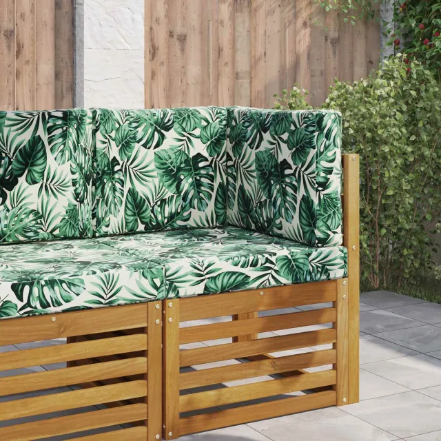 vidaXL Buiten bankkussen Polyester Bladpatroon 60 x 60 cm Bladpatroon Wit