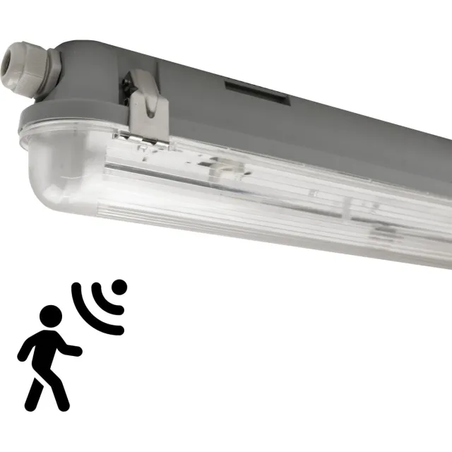 LEDVION LED TL Armatuur - 150CM - RVS Clips - IP65 - Bewegingssensor - Excl. LED Buis Grijs