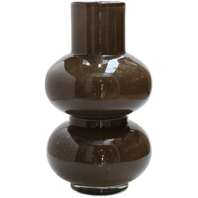 Vase The World Vaas Alima Elite | Dark Brown - Donker Bruin | Dik glas | Mondgeblazen | Chocolade bruin | Ø20 x H35 cm