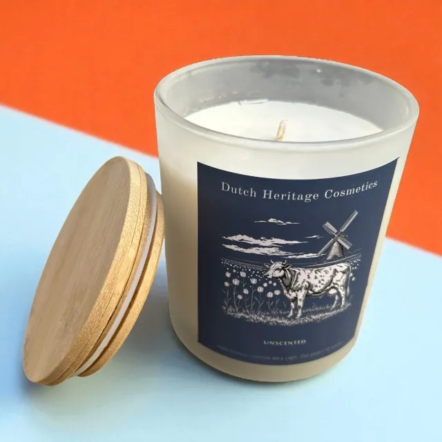 Dutch Heritage Cosmetics Tallow & Beeswax Kaars - Natuurlijk Tallow & Bijenwas - Geurloos - 30 Branduren Blauw