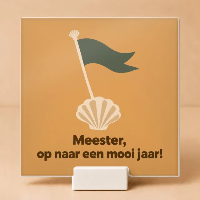 Bedruk King Creatieve Nieuwjaarsstart met Meester Tegel – Unieke Papieren Knipvormen Matisse Stijl voor Leraren - 11 x 11 cm met houder Wit