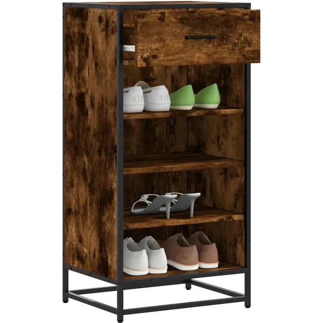 vidaXL Schoenenrek 48x38x97,5 cm bewerkt hout gerookt eikenkleurig Bruin
