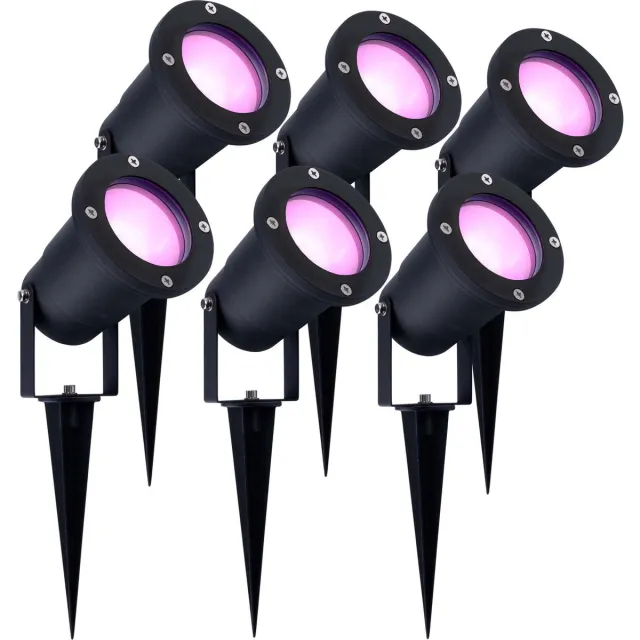 LEDVION 6X SMART Wifi LED Prikspots - IP65 - 4.9W - 1M Zwart