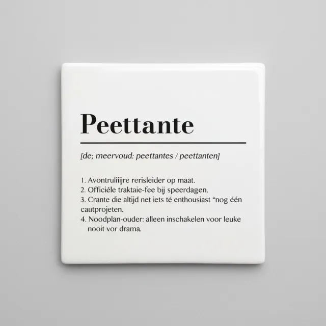 Nevolis Peettante Definitie Tekst Tegel – Grappig Cadeau voor Meter & Woondecoratie – 15 x 15 cm Multi Color