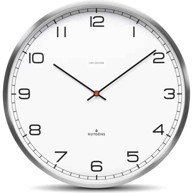 Huygens One Arabic 35cm - RVS - Wandklok - Stil - Zendergestuurd Wit