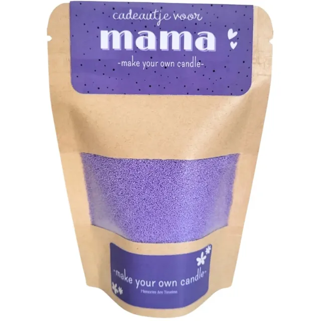 Memories Are Timeless DIY Kaarsenpakket voor Mama - Moederdag Cadeau - Maak Je Eigen Kaars - Paars Kaarszand in Kraftzak met Venster - Creatief Kado voor Mama - 1 Grote Kaars of Meerdere Waxinelichtjes