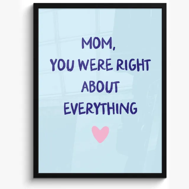 FrameYourWall Poster in lijst - Fotolijst 50x70 cm - Posters - Moeder - Quote - Blauw - Posterlijst zwart - Decoratie - Wanddecoratie woonkamer - Muurdecoratie slaapkamer