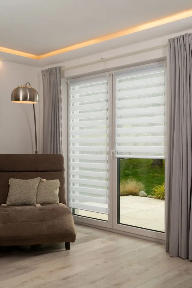 Ibenzoa Innovatief Duo-rolgordijn voor Raamdecoratie zonder Boren en Schroeven, 45 x 150 cm wit