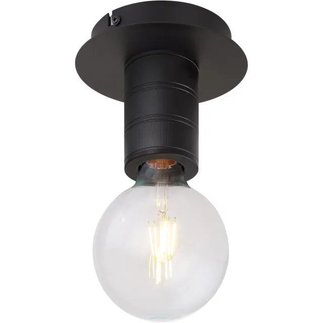 Globo Plafondlamp 1 vlam Woonkamerlamp zwart, metaal aluminium, 1x E27 fitting, DxH 15x11 cm