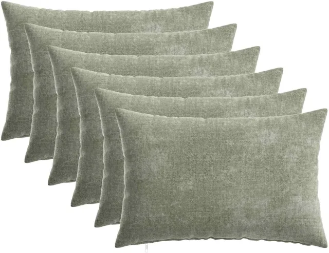 vidaXL Dekenkussen - 6 - st - HEERLEN - Groen - 30 - x - 50 - cm - Chenille - Stof