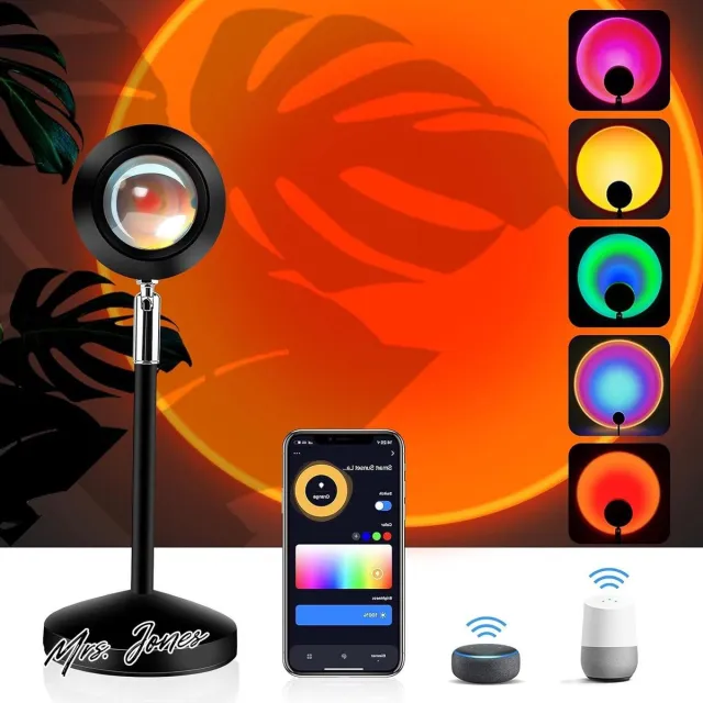 Mrs. Jones Smart zonsonderganglicht - wifi-zonsonderganglamp 16 miljoen kleur - fotografie selfie woonkamerdecoratie - app-besturing. . multi