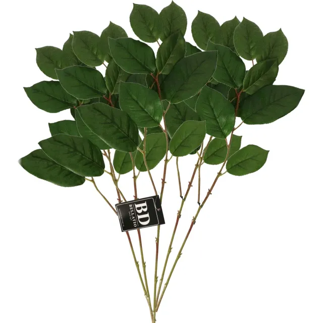 Bellatio Design Kunstbloem bladgroen tak Salal/Appeltjesblad - 5x - 77 cm - boeket opvulling - groen Donkergroen