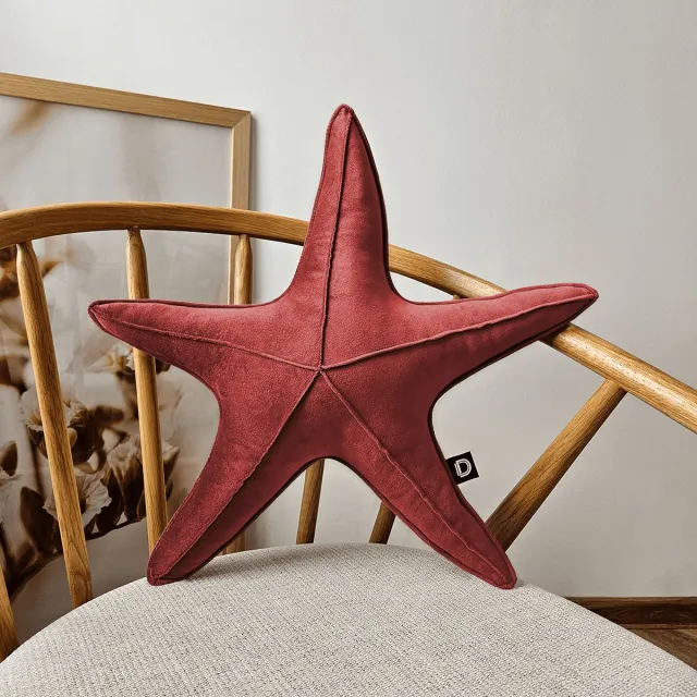 Decordruk VELVET - Decoratieve Kussen - Stervorm - Rood - Zacht