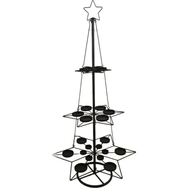 House of Seasons Kaarsenhouder Ster - H100 x Ø53 cm - Metaal - Zwart