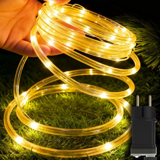 Froadp 100 m 1000LED-lichtbuis met stekker, Kerstverlichting buitenbuis met timer, 8 standen dimbaar, IP44 waterdicht, decoratieve verlichting, warm wit