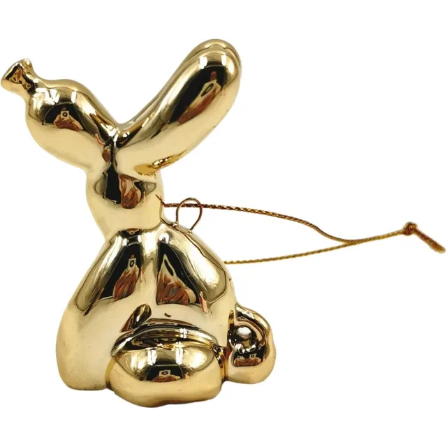 Housevitamin Ballon Hond -Zittend - Kerstbal - 5,5x4x6,5cm - Kerstboom hanger. Goud