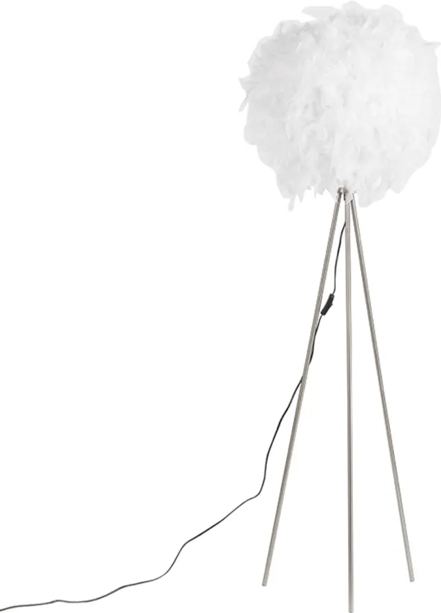 QAZQA Feather Tripod/Driepoot Vloerlamp - 1 lichts - H 1550 mm - Wit