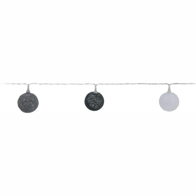 Nampook Christmas Decoration verlichting 10 bollen 4 cm - wit/grijs - 165 cm
