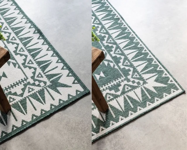 flycarpets Elle Decoration - Binnen & Buitenkleed - Omkeerbaar - Gemini - Groen - 80x150 cm