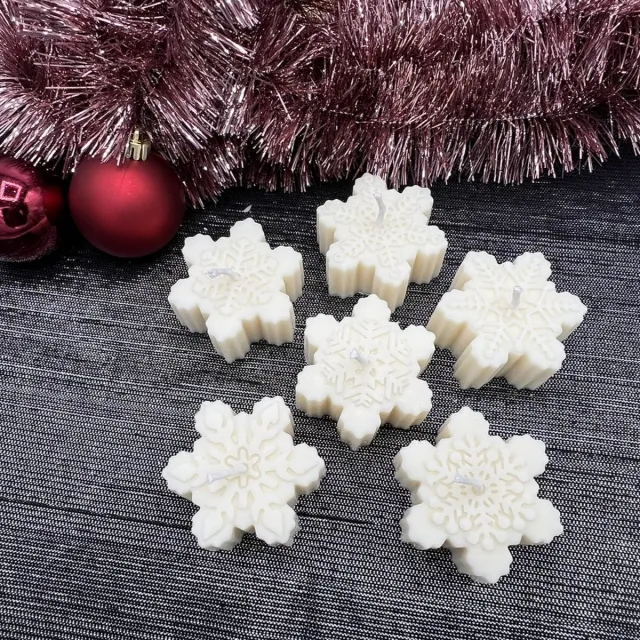 Dearest Candles Christmas - set van 6 kaarsen - Vegan - koolzaadwas - 100% natuurlijk - figuurkaars kerst - Dearest Snowflake L - decoratie – cadeau - Gebroken wit