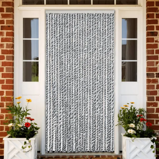 vidaXL Vliegengordijn 118x220 cm chenille grijs en zwart-wit