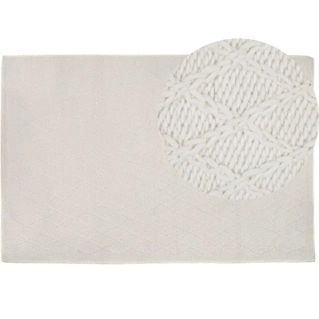 Beliani ERZIN - Laagpolig vloerkleed - Gebroken wit - 160 x 230 cm - Wol