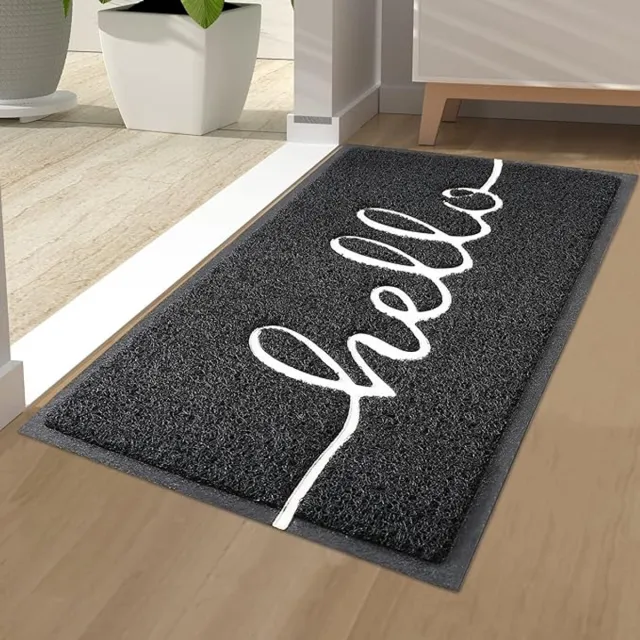 Homaxy Deurmat - Deurmat Binnen - Droogloopmat - Hello Deurmat Antislip - zwart - 40X60 cm