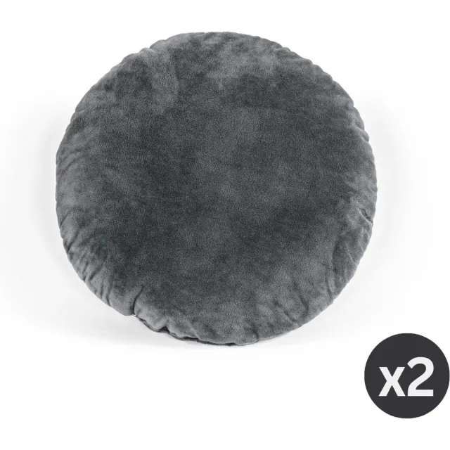 Tiseco HOME STUDIO - Kussen (gevuld) - CRYSTAL VELVET - 100% polyester - Rond - 38 cm - Grijs GREY