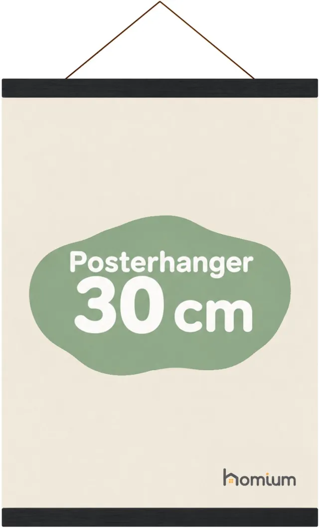 Homium Posterhanger 30 cm - Zwart hout - poster ophangsysteem - Posterlijst - Posterhouder