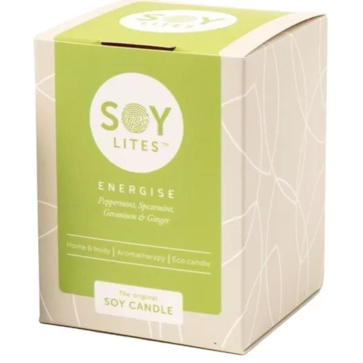 Soylites Soycandle Energise - Peppermint, Spearmint, Geranium & Ginger gebroken wit