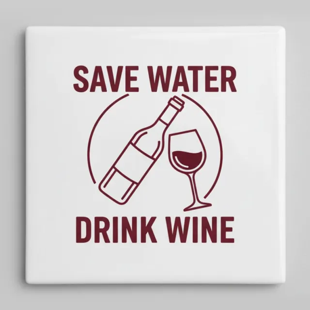 Nevolis Save Water Drink Wine Quote Tegel – Grappige Wijnliefhebber Keuken & Bar Wanddecoratie – 15 x 15 cm Keramische Tegel Multi Color